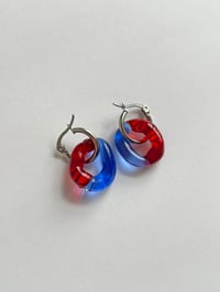 Image 1 of Cobalt Blue & Red Murano Glass Earrings