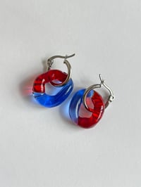 Image 2 of Cobalt Blue & Red Murano Glass Earrings