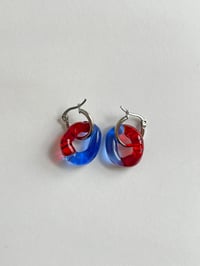Image 3 of Cobalt Blue & Red Murano Glass Earrings