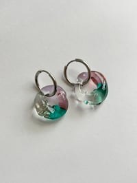 Image 2 of Rosa & Verde Marino Murano Glass Earrings