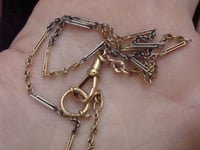 Image 4 of EDWARDIAN 18CT YELLOW GOLD PLATINUM ALBERT CHAIN 15 INCHES 7.1G