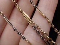 Image 5 of EDWARDIAN 18CT YELLOW GOLD PLATINUM ALBERT CHAIN 15 INCHES 7.1G