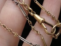 Image 6 of EDWARDIAN 18CT YELLOW GOLD PLATINUM ALBERT CHAIN 15 INCHES 7.1G