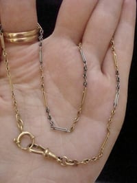 Image 1 of EDWARDIAN 18CT YELLOW GOLD PLATINUM ALBERT CHAIN 15 INCHES 7.1G