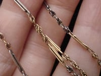 Image 7 of EDWARDIAN 18CT YELLOW GOLD PLATINUM ALBERT CHAIN 15 INCHES 7.1G