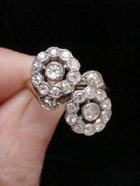 Image 1 of EDWARDIAN 18CT PLATINUM DOUBLE DIAMOND CLUSTER 0.90CT RING