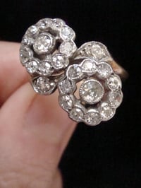 Image 4 of EDWARDIAN 18CT PLATINUM DOUBLE DIAMOND CLUSTER 0.90CT RING