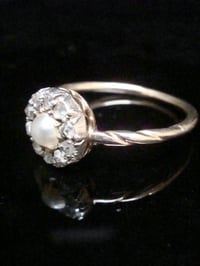Image 3 of EDWARDIAN 18CT NATURAL PEARL AND ROSE CUT DIAMOND CLUSTER 0.30CT RING