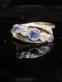 Image 1 of EDWARDIAN 18CT SAPPHIRE AND OLD CUT DIAMOND 5 STONE RING