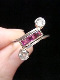 Image 1 of EDWARDIAN 14CT CALIBRE CUT RUBY AND OLD CUT DIAMOND RING