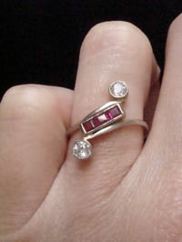 Image 2 of EDWARDIAN 14CT CALIBRE CUT RUBY AND OLD CUT DIAMOND RING