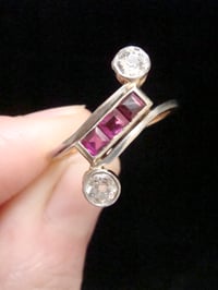 Image 4 of EDWARDIAN 14CT CALIBRE CUT RUBY AND OLD CUT DIAMOND RING
