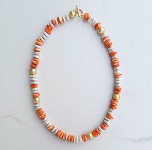 6 Gold Pearl, Fresh Water Pearl, Shell Necklace