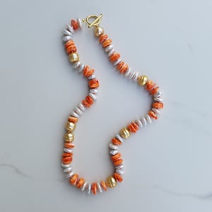 7 Gold Pearl, Fresh Water Pearl, Shell Necklace