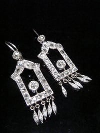 Image 3 of ART DECO PLATINUM OLD CUT 2.00CT DIAMOND DROP  EARRINGS