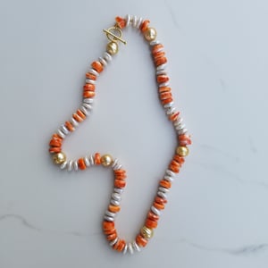 6 Gold Pearl, Fresh Water Pearl, Shell Necklace