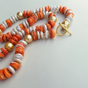 6 Gold Pearl, Fresh Water Pearl, Shell Necklace
