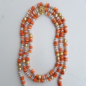 6 Gold Pearl, Fresh Water Pearl, Shell Necklace