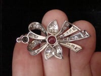 Image 2 of EDWARDIAN PLATINUM RUBY AND DIAMOND BOW PENDANT