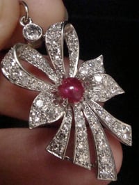 Image 3 of EDWARDIAN PLATINUM RUBY AND DIAMOND BOW PENDANT