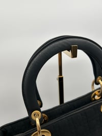 Image 9 of Christian Dior Medium Lady Dior Cloth Vintage Top Handle Bag