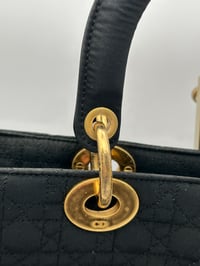 Image 8 of Christian Dior Medium Lady Dior Cloth Vintage Top Handle Bag