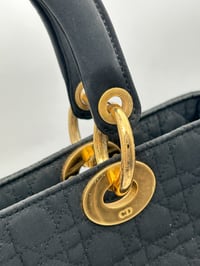 Image 4 of Christian Dior Medium Lady Dior Cloth Vintage Top Handle Bag