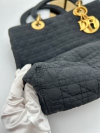 Image 14 of Christian Dior Medium Lady Dior Cloth Vintage Top Handle Bag