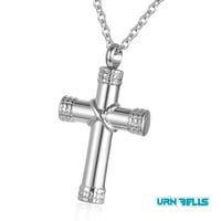 Image 4 of Classic Stainless Steel Cremation Cross Pendant – Available in Silver, Black/Silver & Silver/Gold