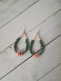 Image 1 of Natural Turquoise and red lip earrings 
