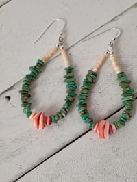 Image 2 of Natural Turquoise and red lip earrings 