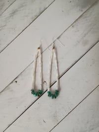 Image 1 of MOP dangles with turquoise chips earrings 