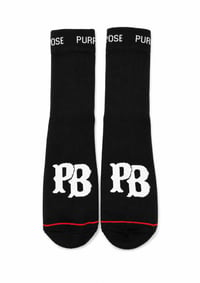 Image 1 of Two pair cushion black crew socks 