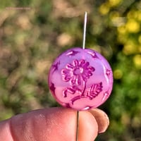 Image 2 of Poppy Pink Marguerite Flower Beads, Czech Glass Floral Coin Beads, 18mm Opal Pink Pressed Glass