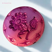 Image 3 of Poppy Pink Marguerite Flower Beads, Czech Glass Floral Coin Beads, 18mm Opal Pink Pressed Glass