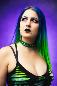 Image 1 of Green and Gold Studded Choker