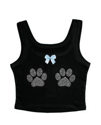 Image 1 of PUP SLUT RHINESTONE SCOOP NECK TOP