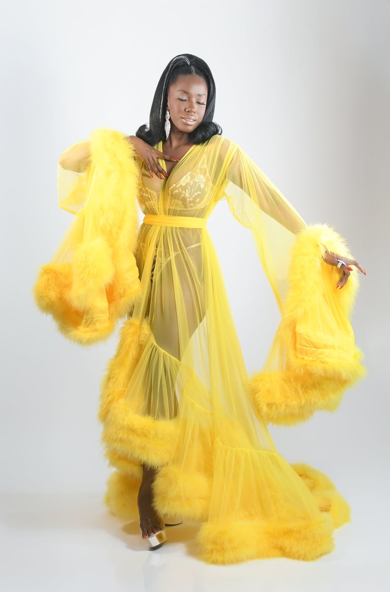 Buttery Yellow Extra Deluxe "Cassandra" Dressing Gown Limited Edition PRE-ORDER Image 4