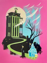 Image 2 of Horror In Pink  - Large Hand Decorated Print 
