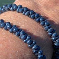 Image 2 of Van Gogh Blue Farfalle Beads, Czech Glass Butterfly Beads, 3x6mm Textured Spacer Beads