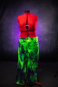 Image 1 of Size 22 Radioactive Green Wide Leg Tie Dye Jeans