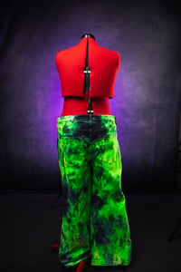 Image 2 of Size 22 Radioactive Green Wide Leg Tie Dye Jeans