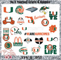 Image 1 of Miami Hurricanes Set Design SVG Files, Cricut, Studio, Digital Cut Files