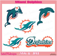 Image 1 of Miami Dolphins Set Design SVG Files, Cricut, Silhouette Studio, Digital Cut Files