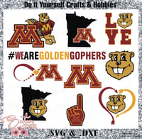 Image 1 of Minnesota Golden Gophers Set Design SVG Files, Cricut, Silhouette Studio, Digital Cut Files