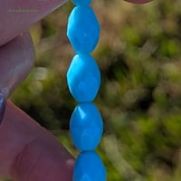 Image 1 of Blue Turquoise Czech Olive Beads, 11x8mm Opaque Fire Polished Glass Beads, 16 Bead Strand