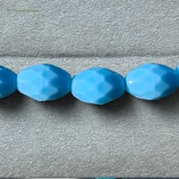 Image 3 of Blue Turquoise Czech Olive Beads, 11x8mm Opaque Fire Polished Glass Beads, 16 Bead Strand