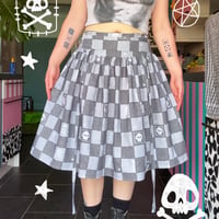 Image 2 of Grey Check Midi Ruffled Skirt (UK10)