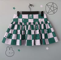 Image 1 of Green and Pink Check Mini Ruffled Skirt (UK6)