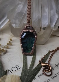 Image 5 of Quartz Crystal Coffin Pendant - Damselfly Wing - Blue